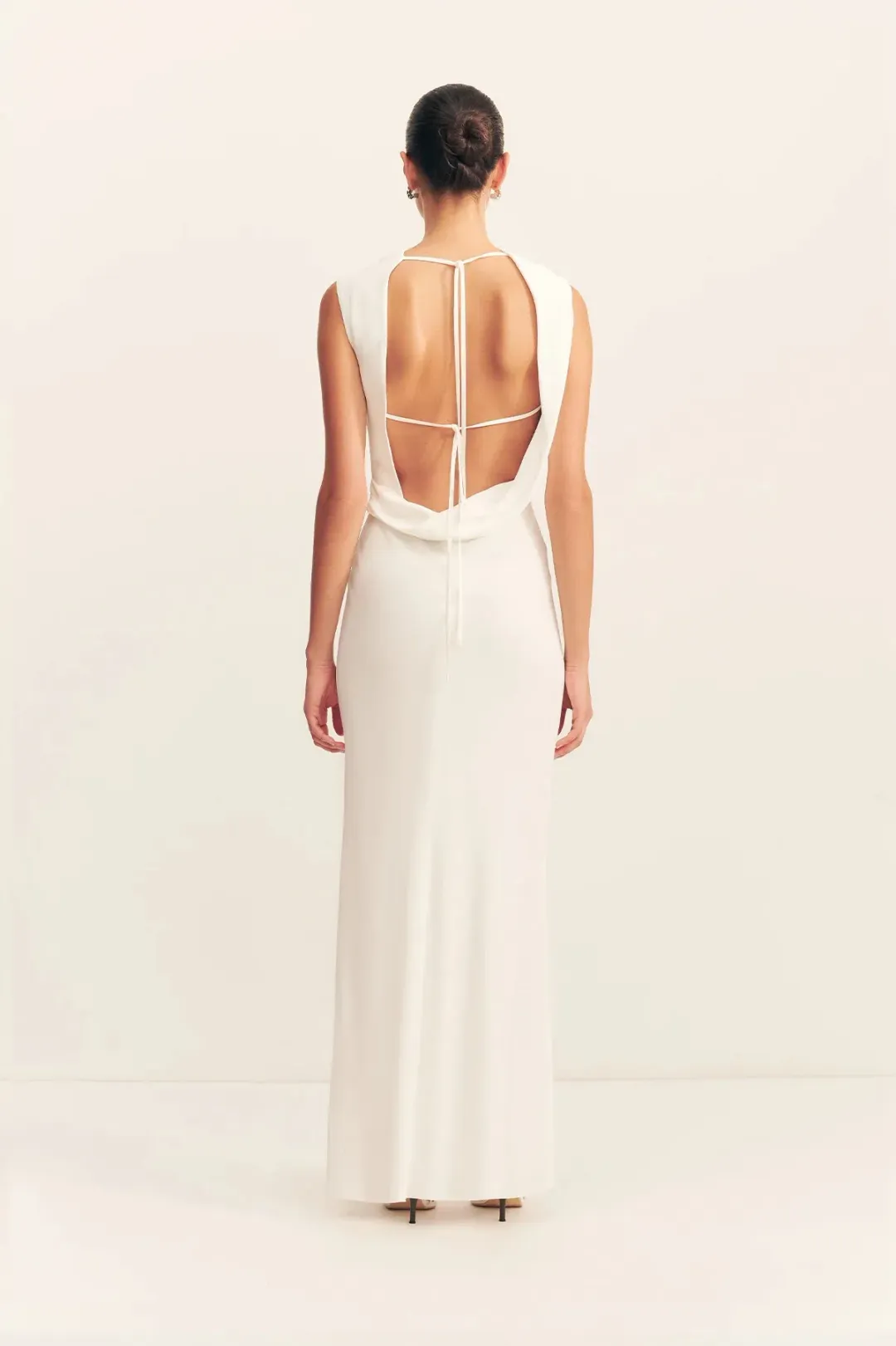 Shona Joy Rio Cowl Open Back Maxi / Ivory / Size 8 for rent on The Volte - main image
