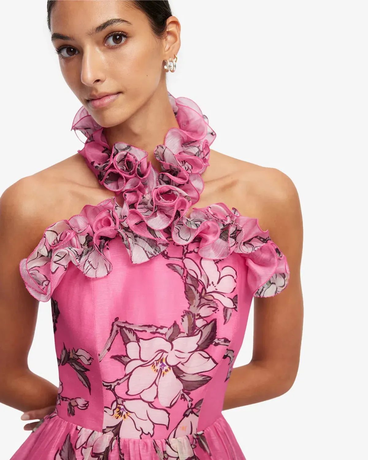 Leo Lin Isabelle Ruffled Halterneck Maxi Dress Size 10 - Image 3