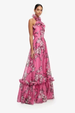 Leo Lin Isabelle Ruffled Halterneck Maxi Dress Size 12 for rent on The Volte - image 2