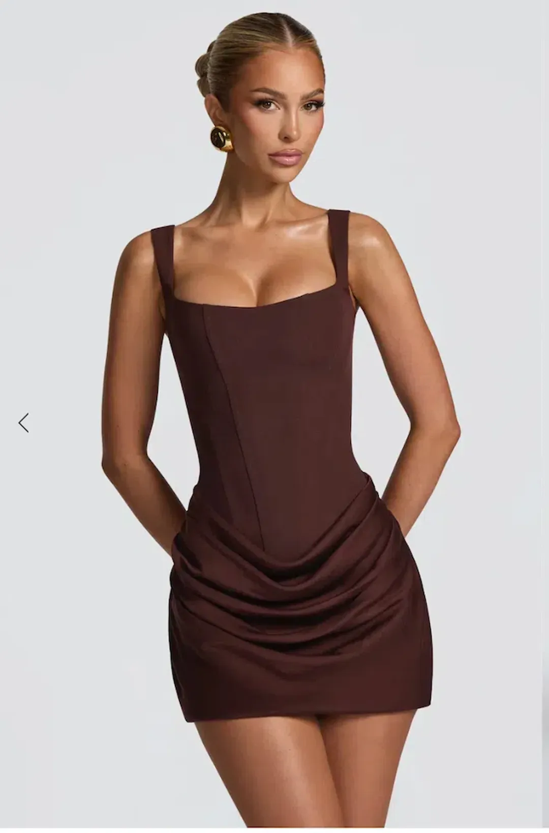 Cornelia Mini Dress - Plum Brown for rent on The Volte - main image