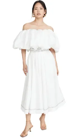 Prima Puff Midi Dress White for rent on The Volte - image 1