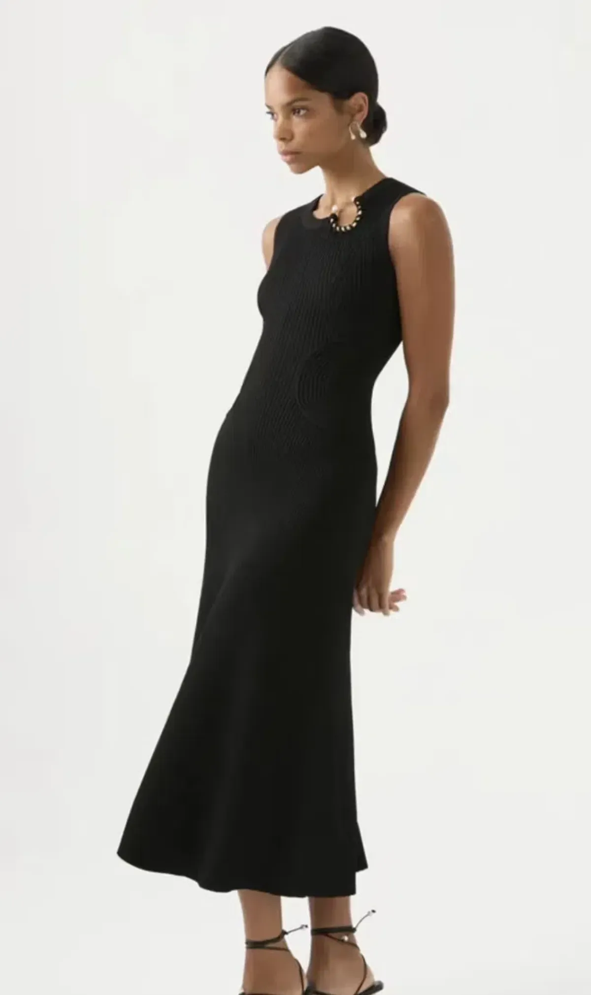 Aje Crescent Midi Dress Black - Small - Image 3