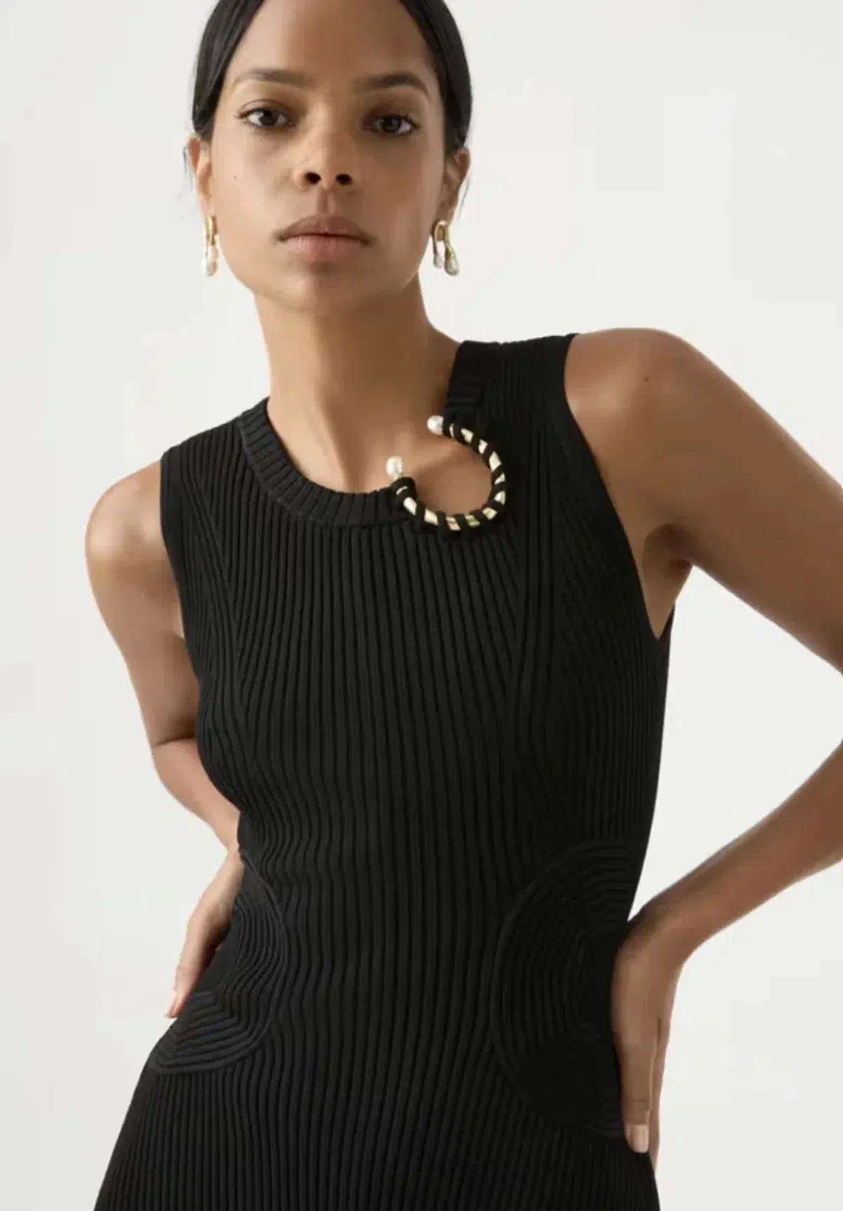 Aje Crescent Midi Dress Black - Small - Image 2