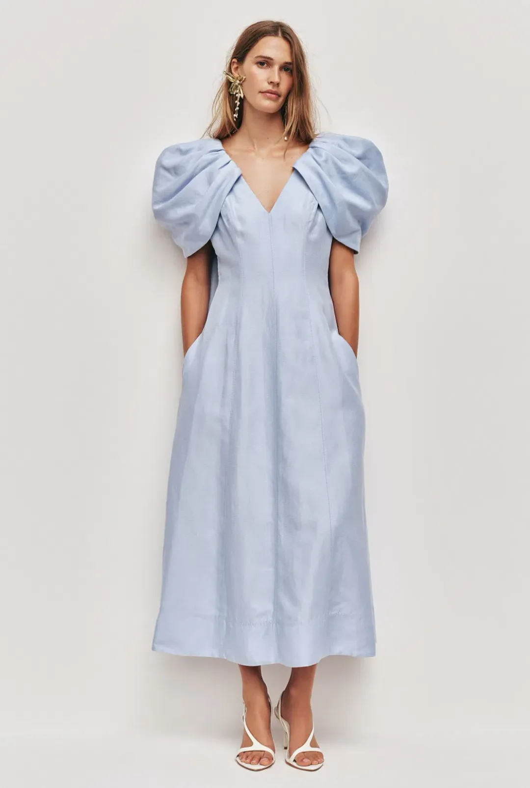 Aje Bisou Midi Dress in Pale Blue - Size 8 for rent on The Volte - main image