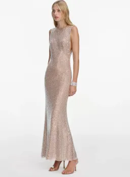 Self Portrait Silver Rhinestone Mesh Midi Dress AU 8 for rent on The Volte - image 6