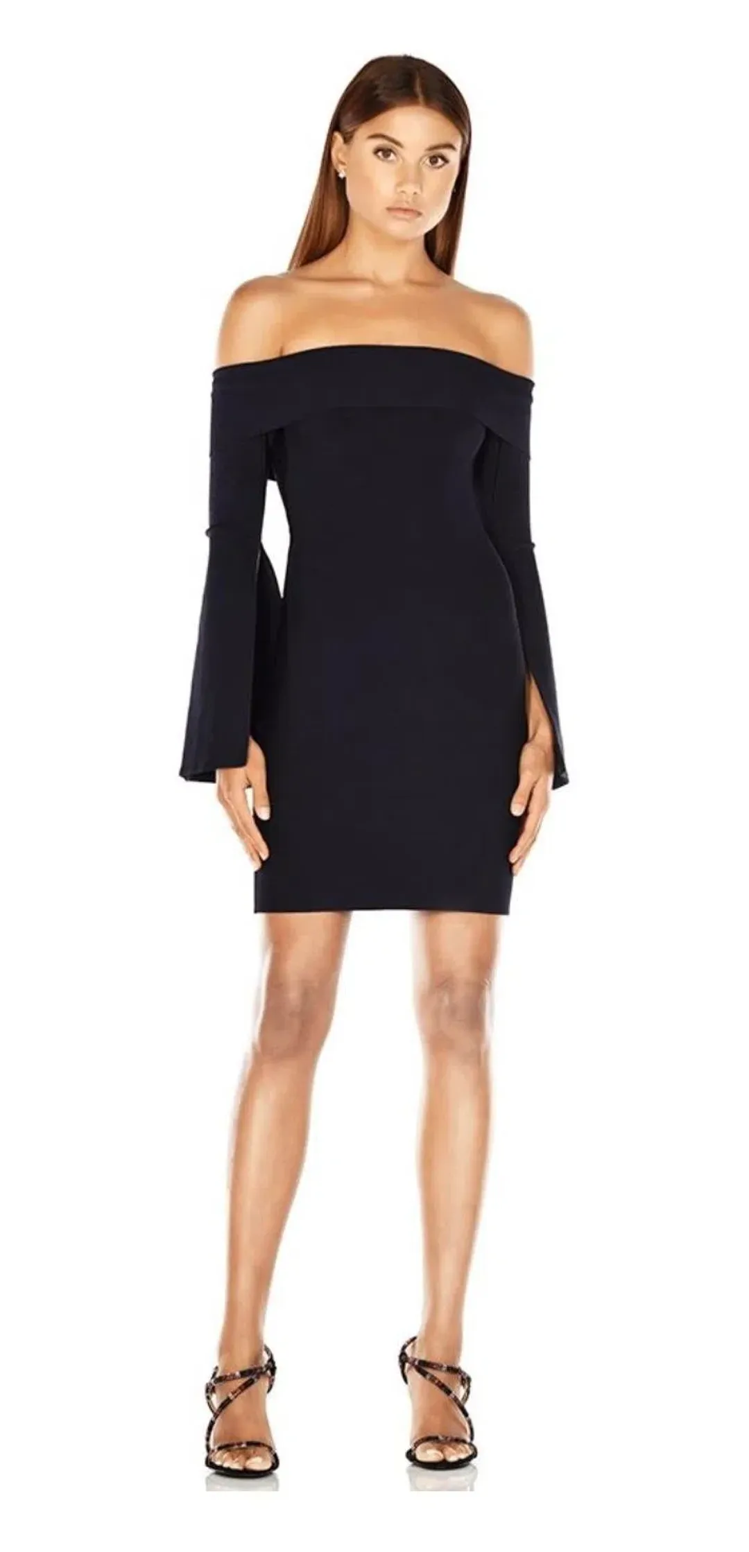 MISHA Rozie Bandage Dress Navy Size 12 for rent on The Volte - main image