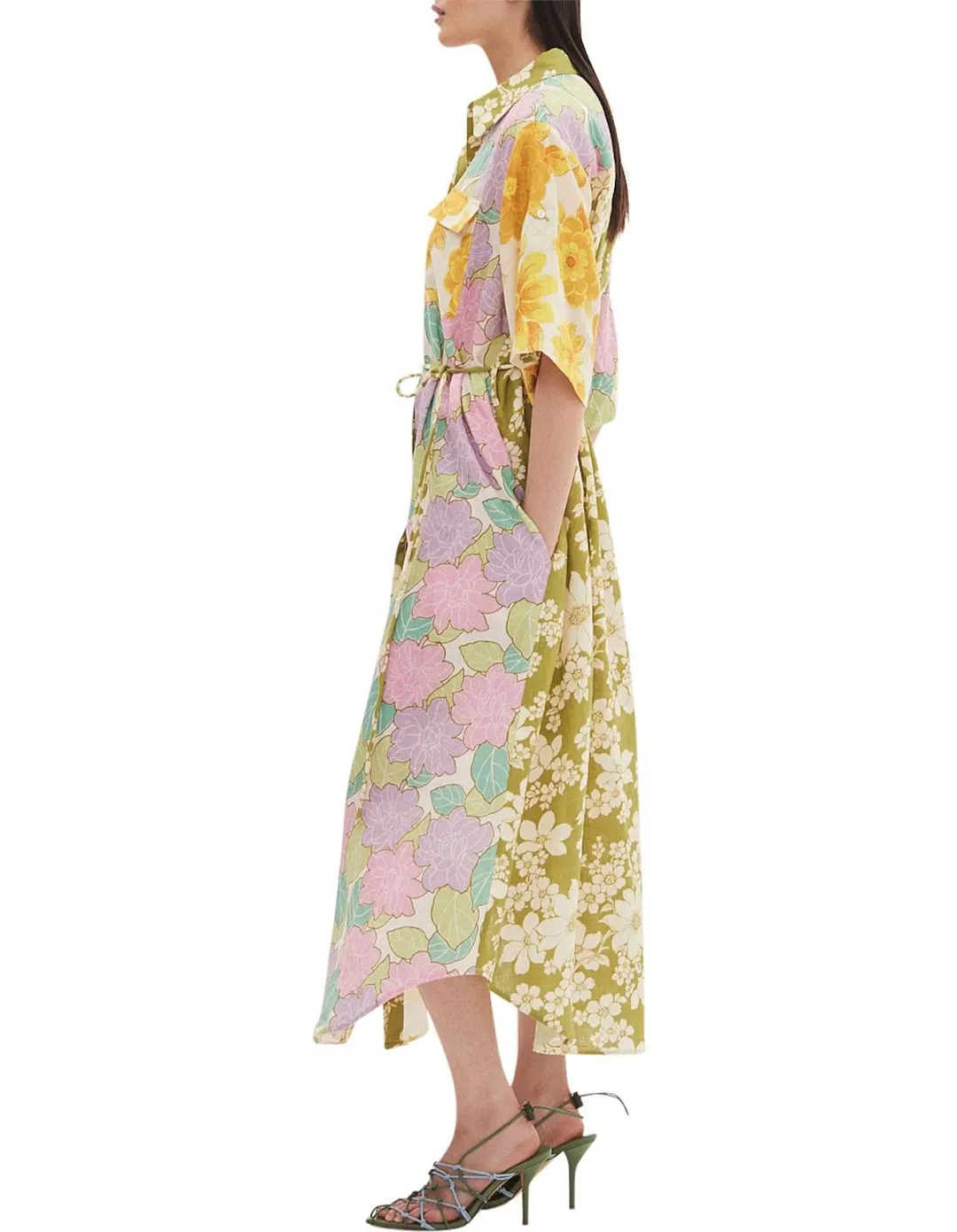 Elora Patchwork Shirt Dress for rent on The Volte - main image