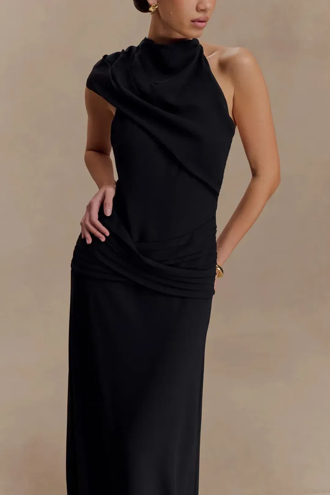 Meshki Analia Black Chiffon Maxi Dress for rent on The Volte - main image
