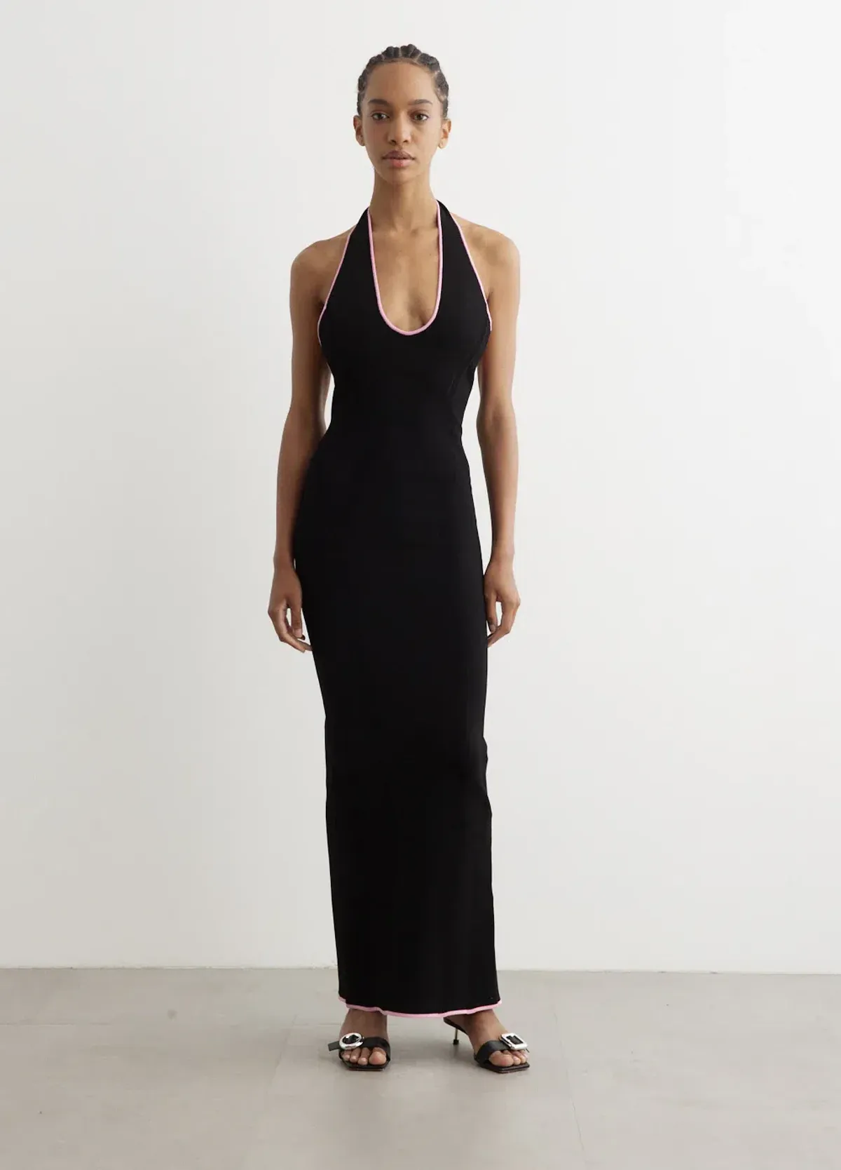 PARIS GEORGIA Black India Maxi Dress In Black/ Pink - Image 1