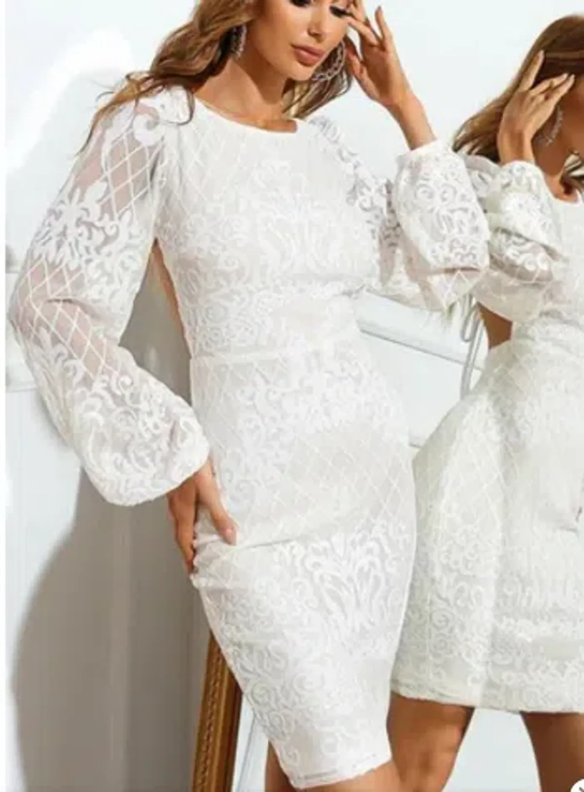 Miss Ord White Sequinn Mini Cocktail mini dress size L- S14Aus/ Uk12/ USA10 - Image 3