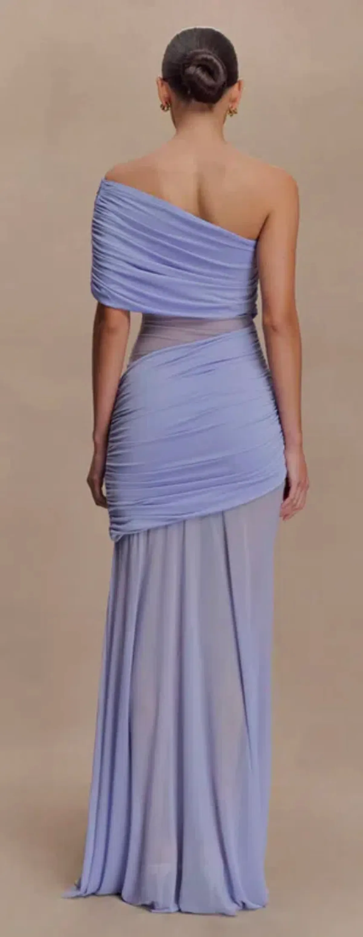 Dallas One Shoulder Mesh Maxi Dress - Lavender - Image 2