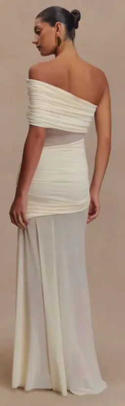 Dallas One Shoulder Mesh Maxi Dress - Ivory for rent on The Volte - image 2