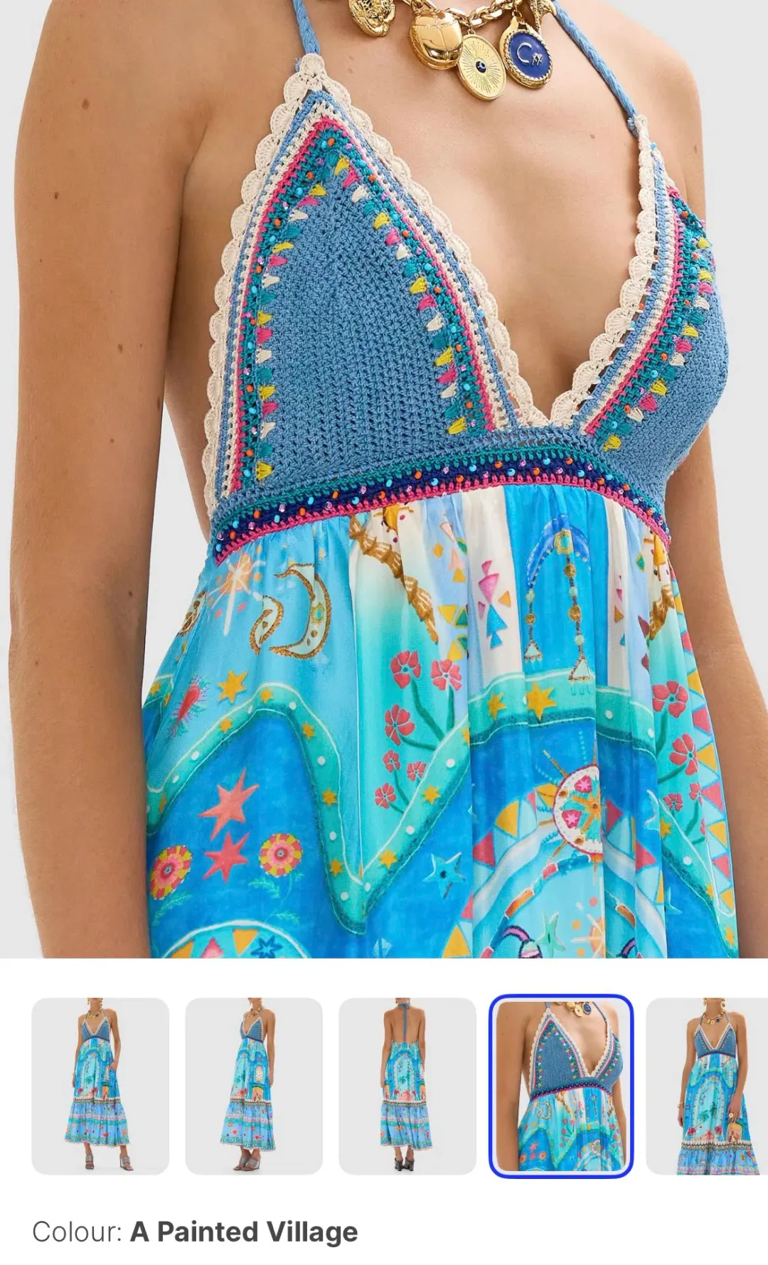 Camilla long dress with crochet bra, size S for rent on The Volte - main image