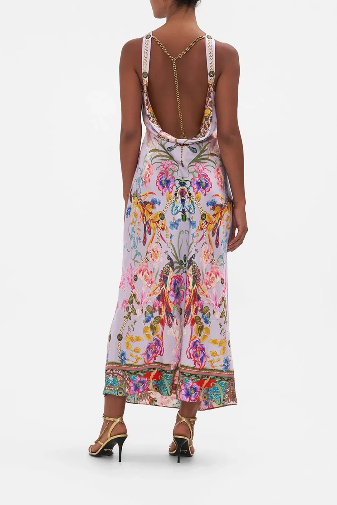 Natures Kaleidoscope Bias Slip With Draped Back for rent on The Volte - main image