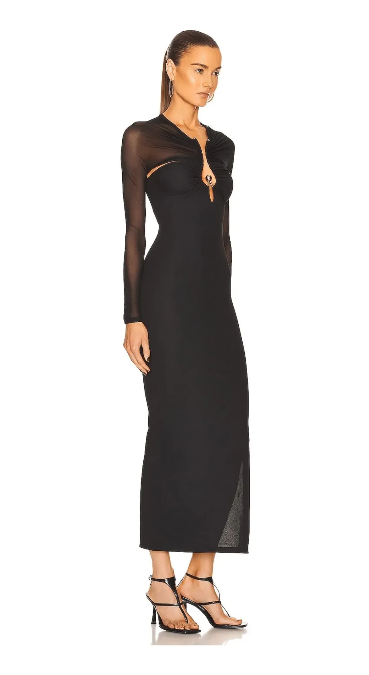 Polar Orbit Sheer Column Shawl Dress Black - Image 2