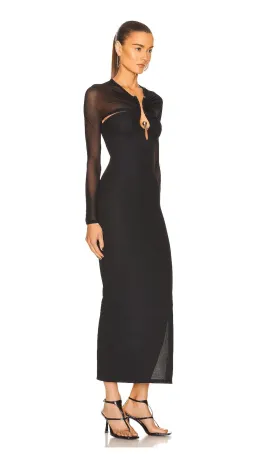 Polar Orbit Sheer Column Shawl Dress Black for rent on The Volte - image 2