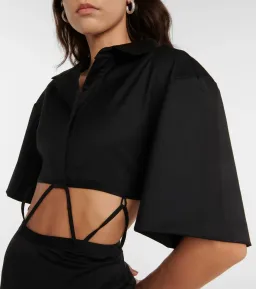 Midi Wool Blend Cut Out Shirt Dress Black for rent on The Volte - image 4