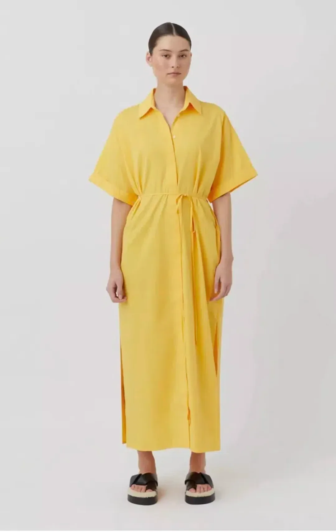 Wally Shirt Midi Dress Honey Yellow Gold for rent on The Volte - main image