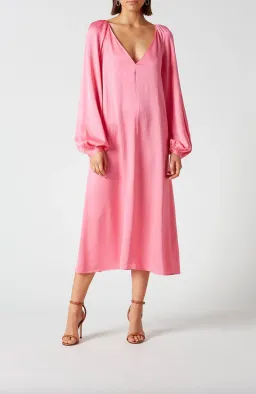 The Textured Satin Trapeze Dress Pink for rent on The Volte - image 2