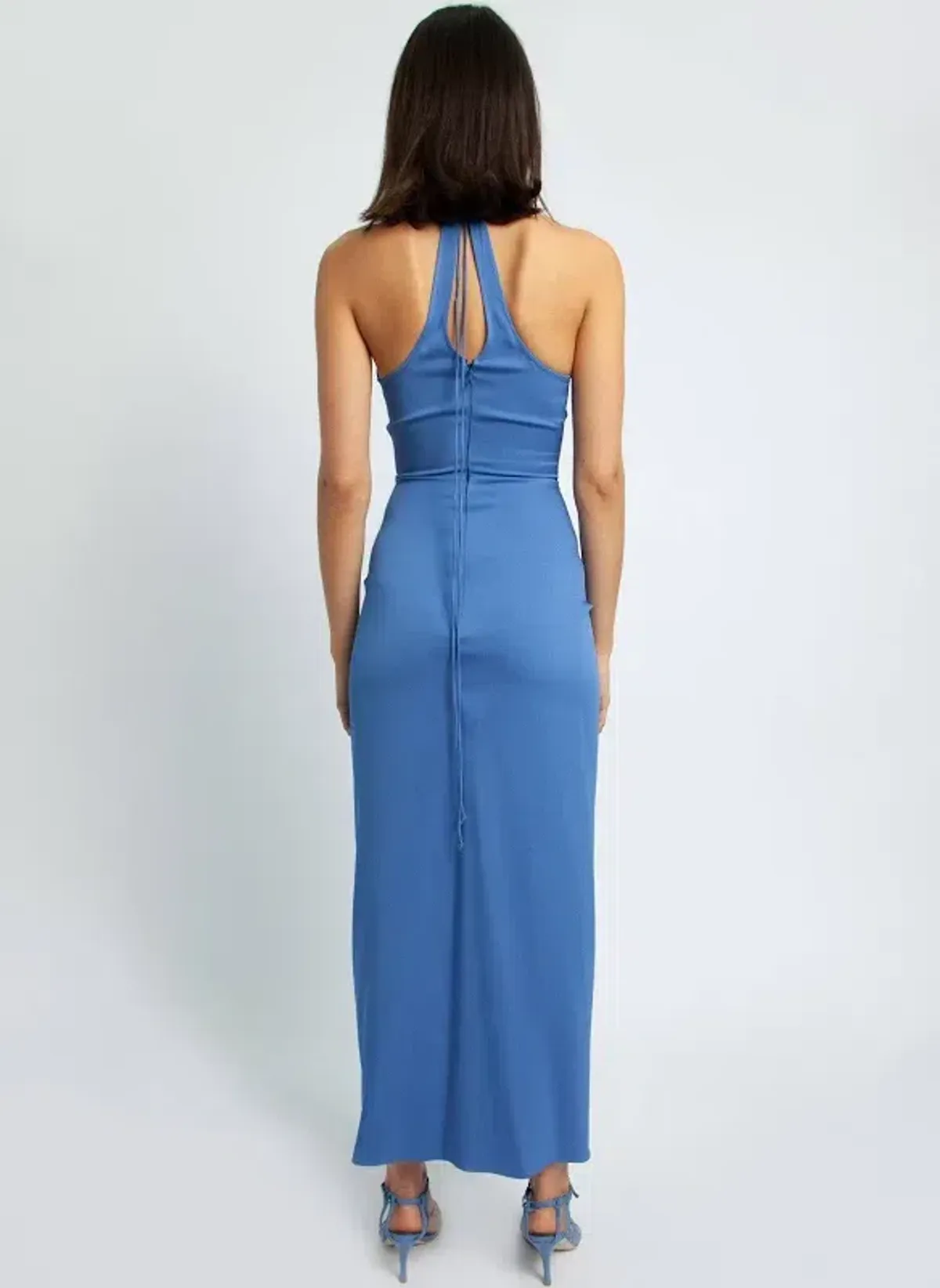 Lattice Waist Midi Dress - Blue - Image 6