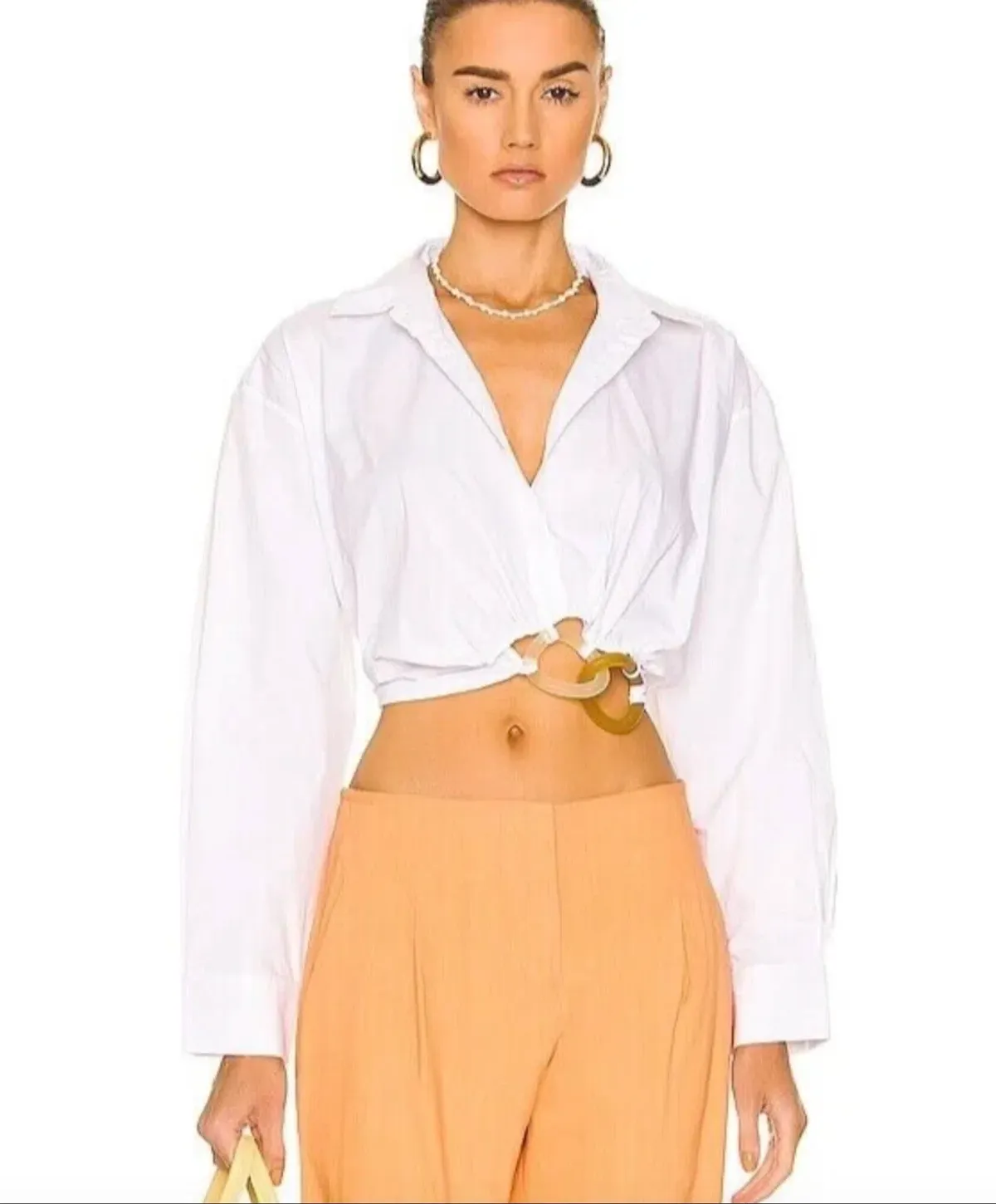Resin Linked Crop Shirt White - Image 1