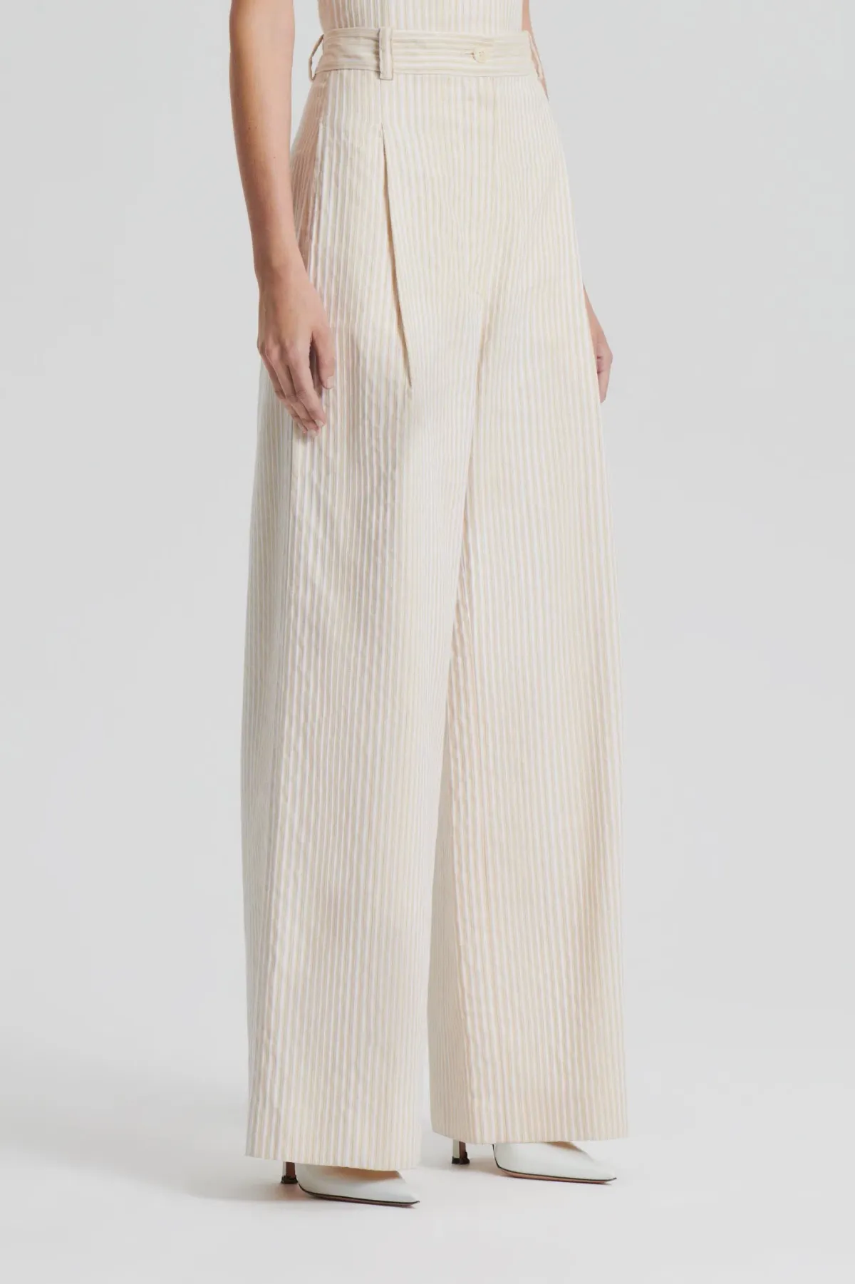 Striped Cotton Trouser Cream - Image 3
