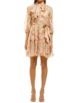 Zimmermann Espionage Neck Tie Mini Dress Iris Floral Size 6 for rent on The Volte - image 1