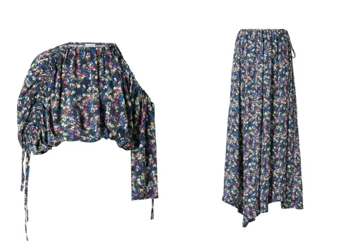 Navy floral drawcord set - Image 1