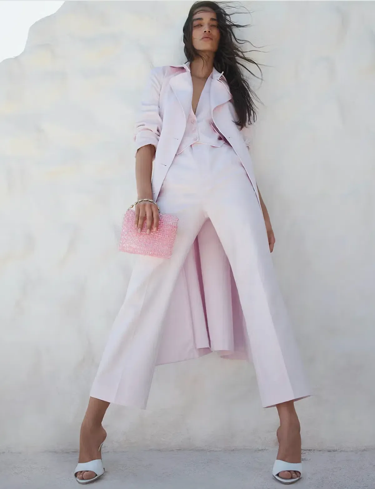 Scanlan Theodore Cotton Trench and Pant Set in Baby Pink - Image 2