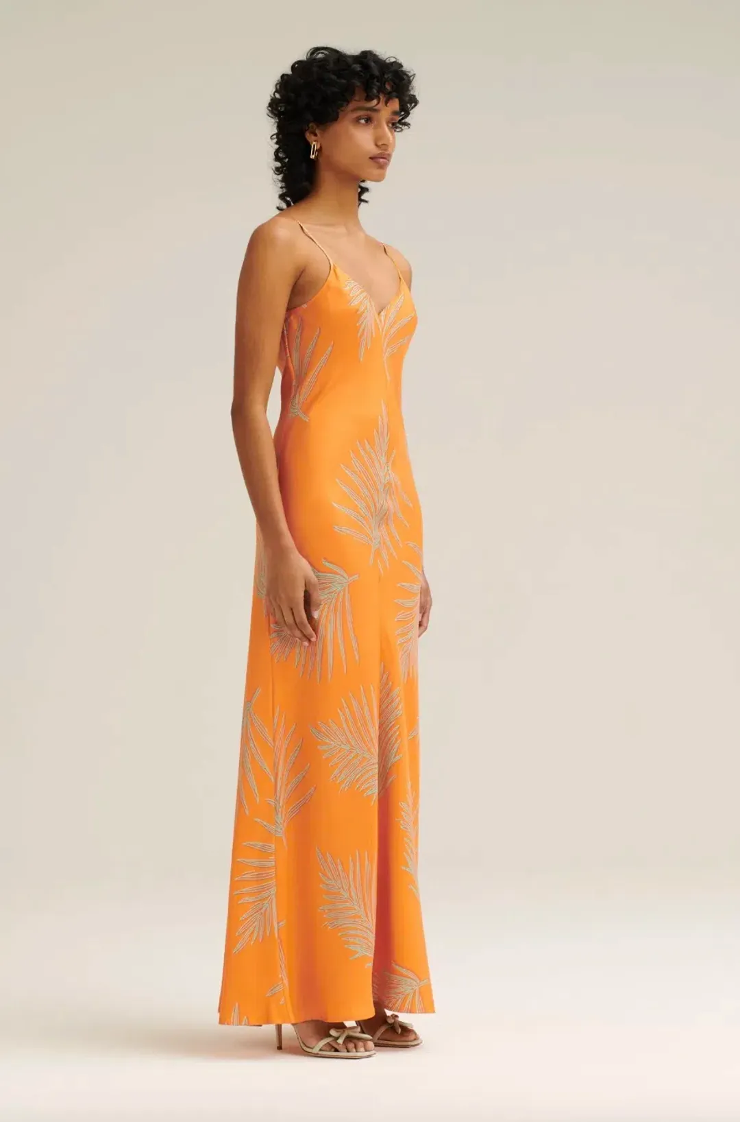 Silk Twill Feather Leaf Top Orange for rent on The Volte - main image