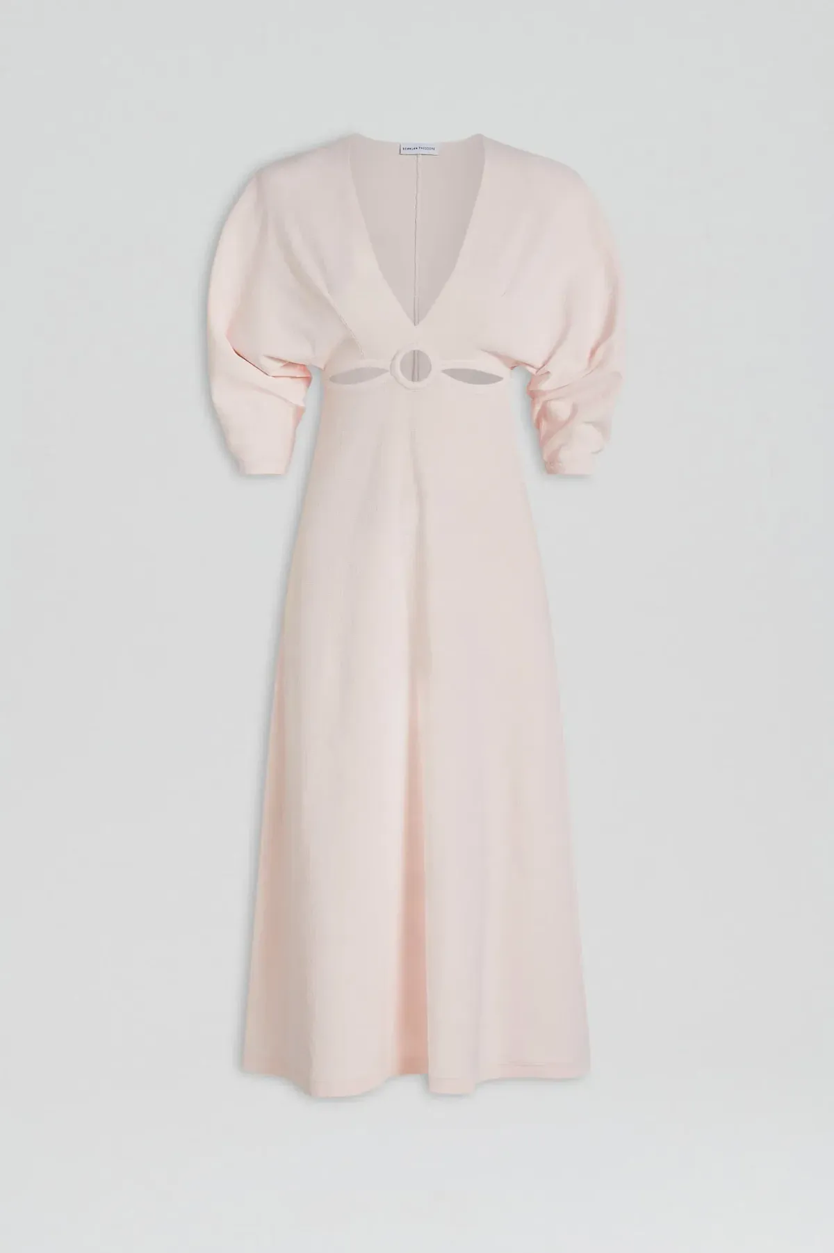 Baby Pink Crepe Knit Cut Out Cocoon Dress - Image 1