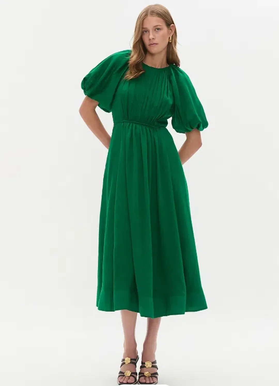 Aje Alma Midi Dress GREEN SAPPHIRE 8 for rent on The Volte - main image