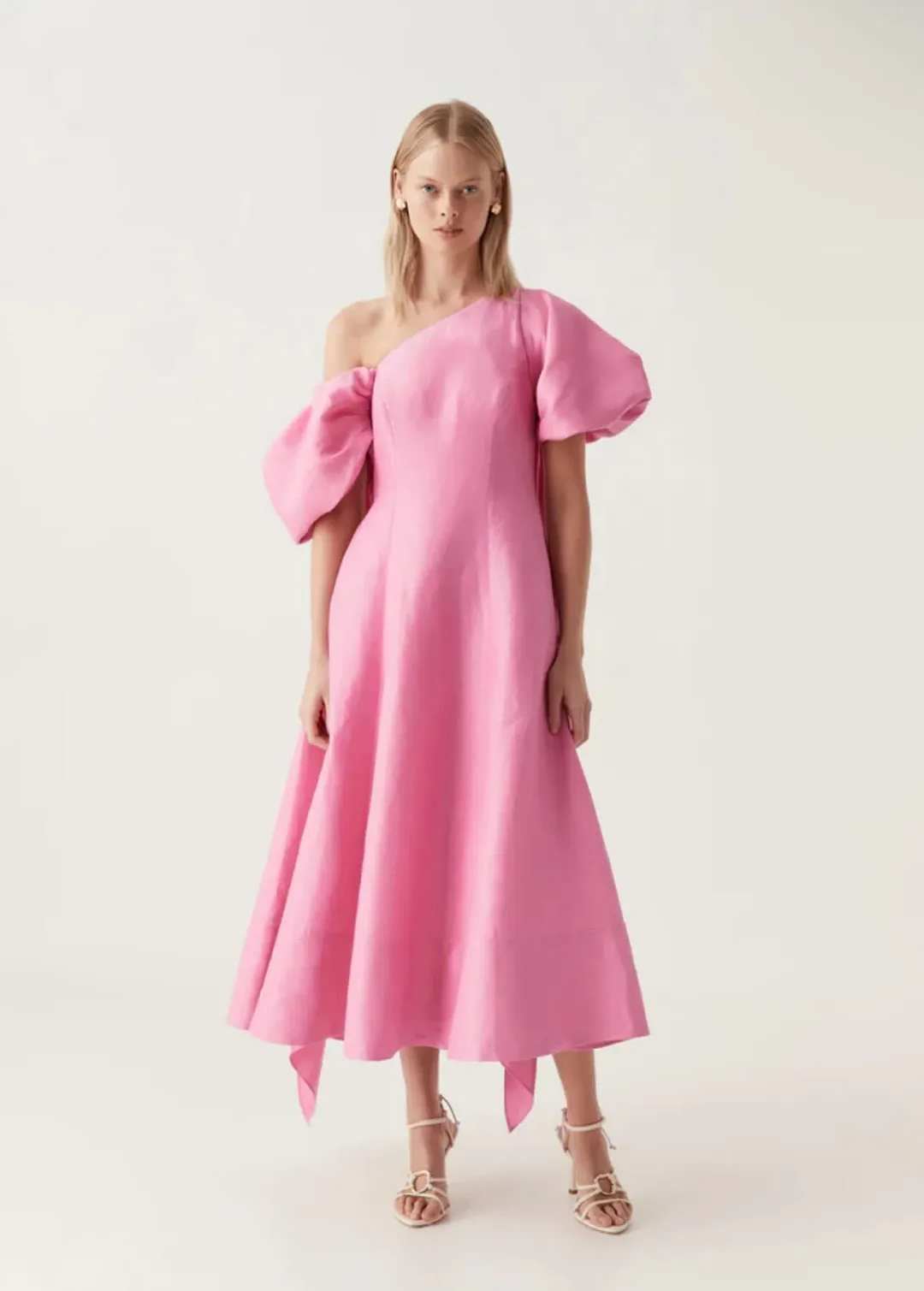 Arista Tulip Sleeve Midi Dress Pink Size 14 for rent on The Volte - main image