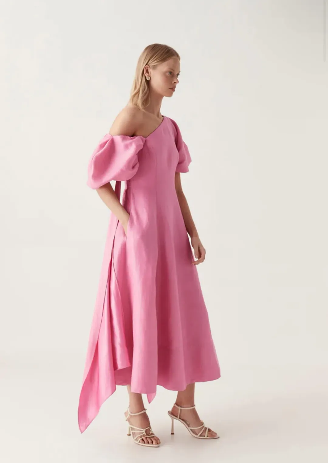 Arista Tulip Sleeve Midi Dress Pink Size 14 for rent on The Volte - main image