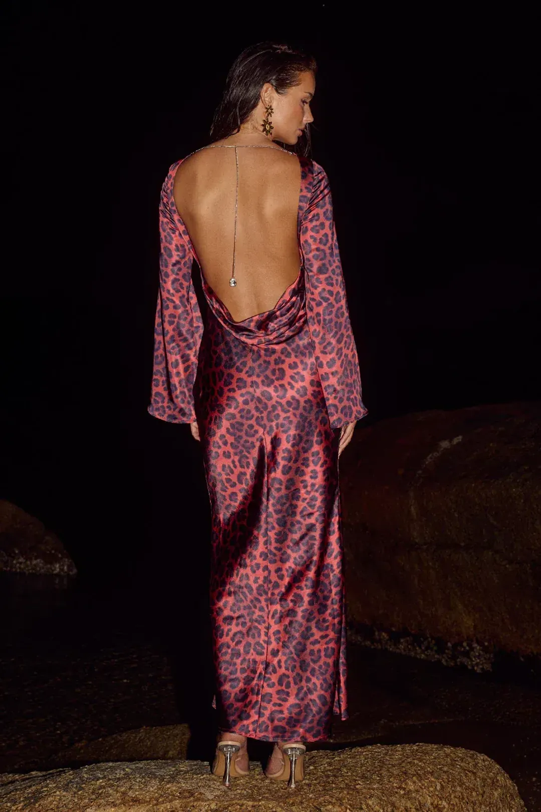 Xaria Maxi Dress Red Leopard for rent on The Volte - main image