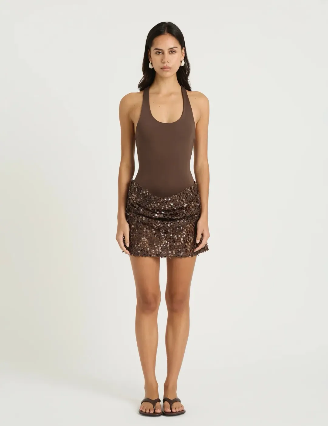 Benni Ariel Mini Dress Brown Size 8 for rent on The Volte - main image