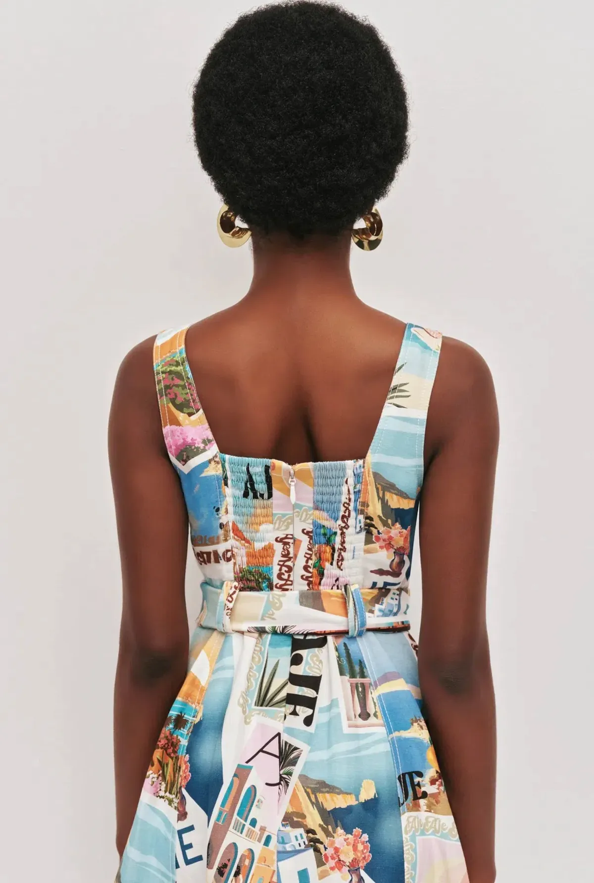 Aje Leonie midi dress size 8 postcard print - Image 4