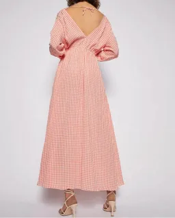 Scanlan Theodore V Neck Gingham Dress Peach for rent on The Volte - image 2