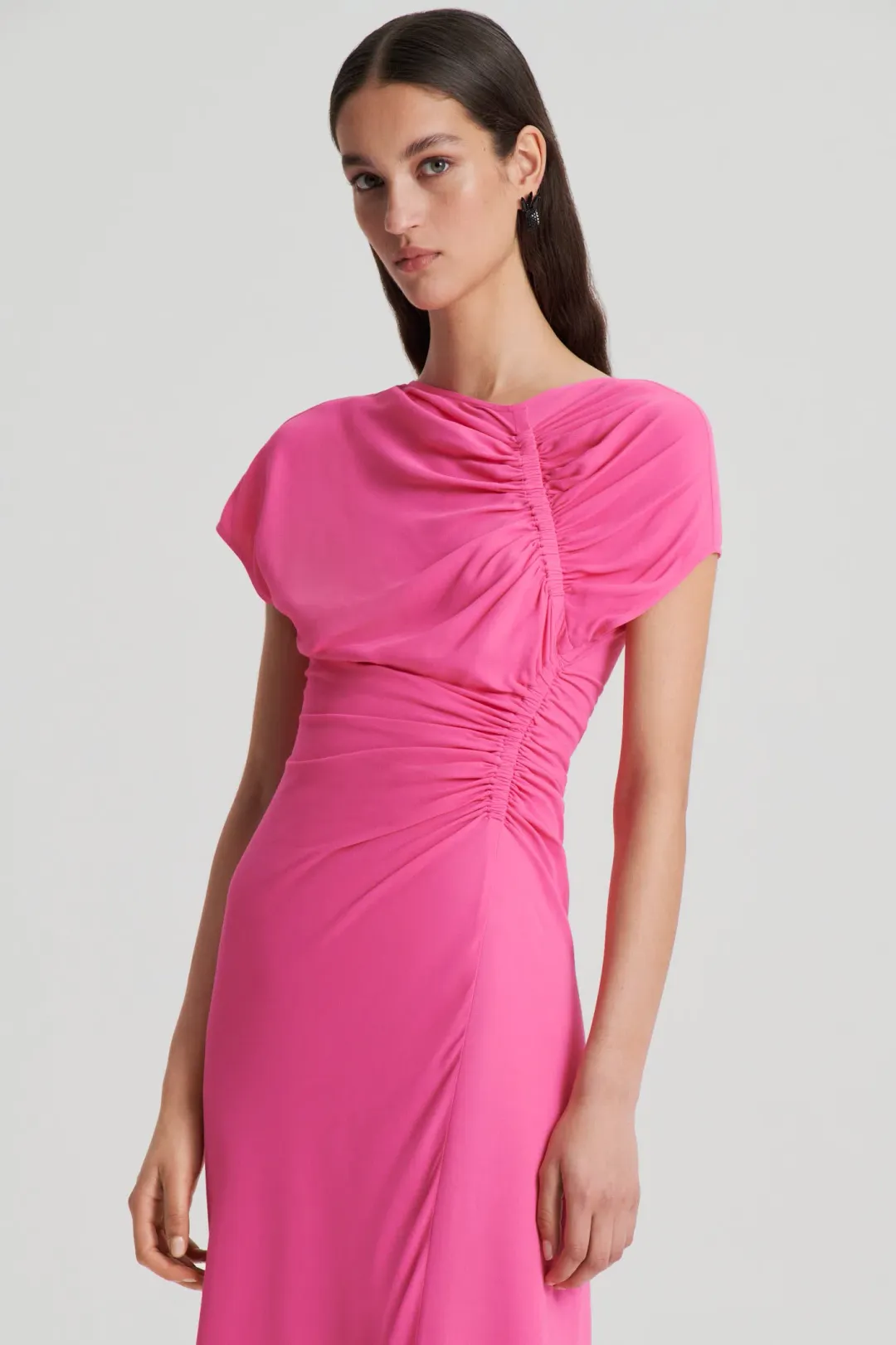 Gathered drape dress pink for rent on The Volte - main image