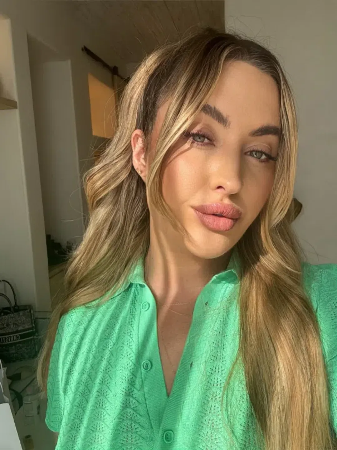 Pleat Lace Shirt Green Set for rent on The Volte - main image