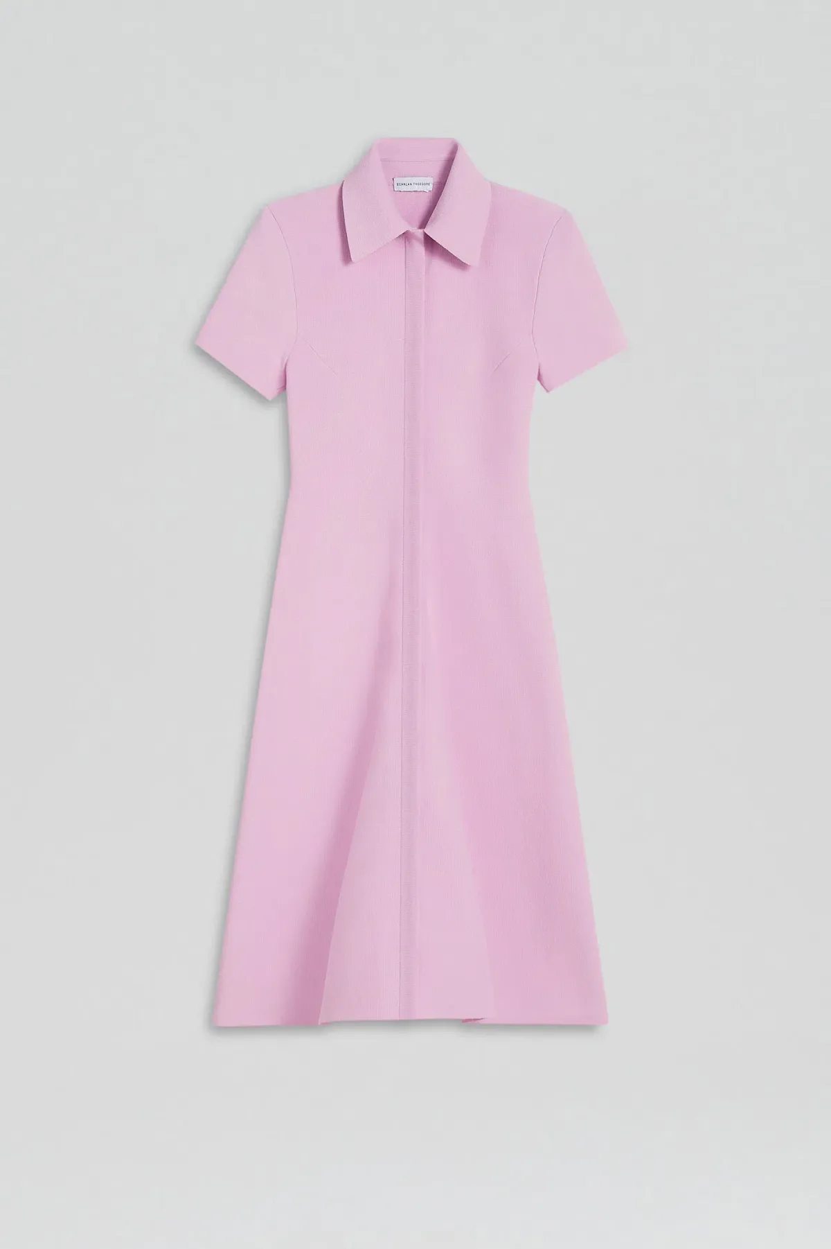 Crepe Knit Zip Dress Light Pink - Image 3