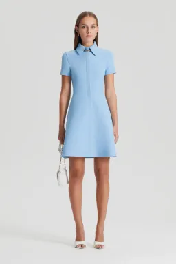 Crepe Knit Zip Rivera Dress Light Blue for rent on The Volte - image 1