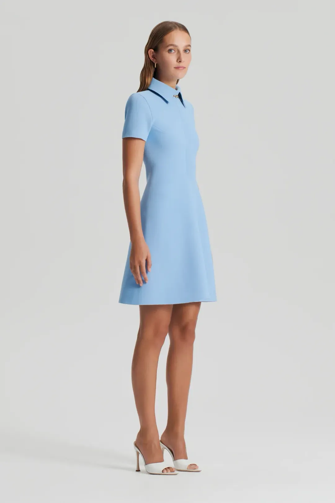 Crepe Knit Zip Rivera Dress Light Blue for rent on The Volte - main image