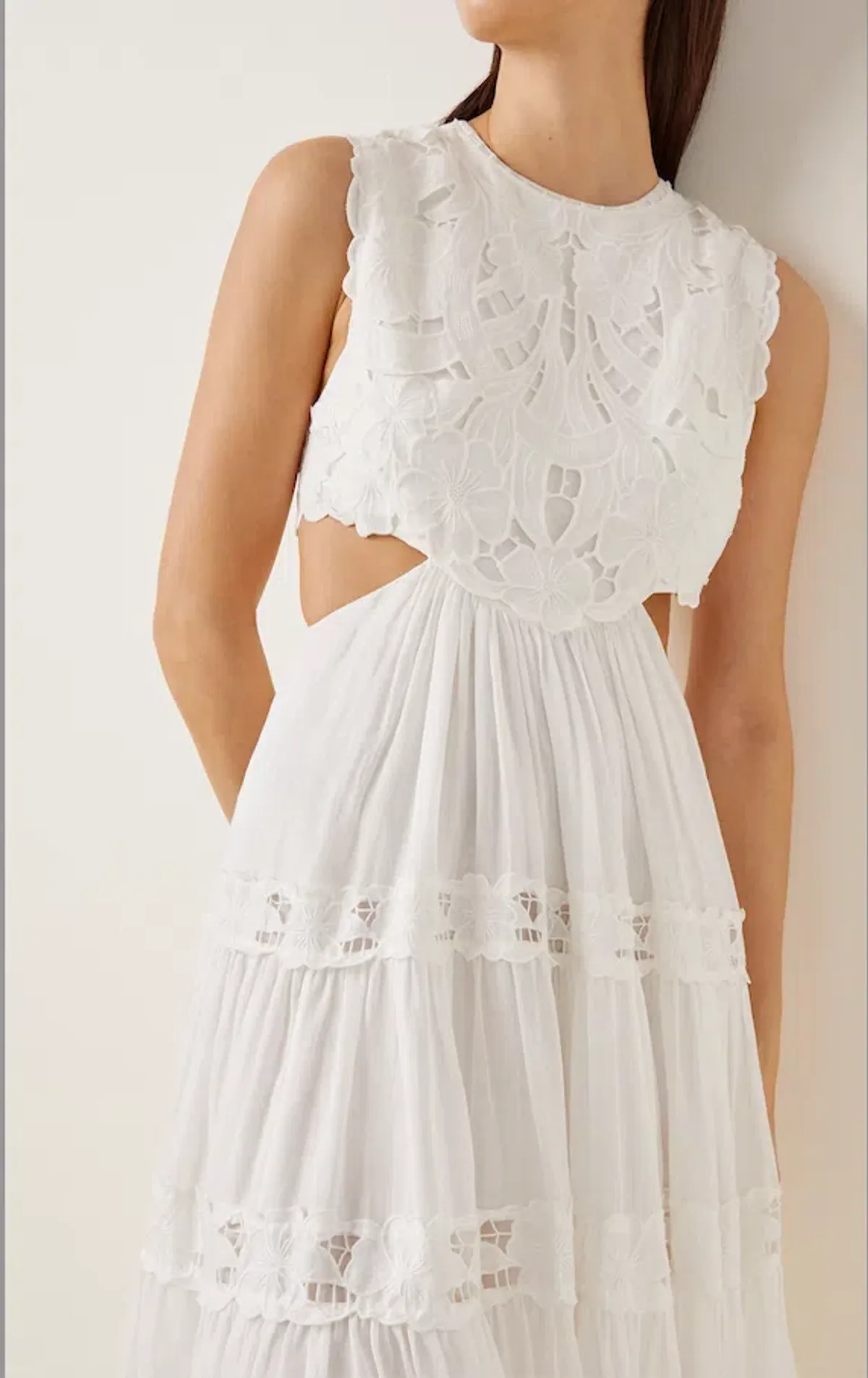 Zimmermann White Linen Cut-out Cassia Sleeveless Midi Dress size 6 - Image 1