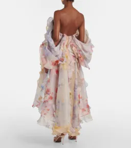 Zimmermann Crush Ruffled Off-the-shoulder Linen-silk Gown In Multi Floral Gown in size 8 for rent on The Volte - image 2