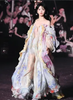 Zimmermann Crush Ruffled Off-the-shoulder Linen-silk Gown In Multi Floral Gown in size 8 for rent on The Volte - image 4