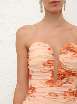 Zimmermann Cascadian Strapless Midi Dress Red Botanical Floral Size OP/6 for rent on The Volte - image 5