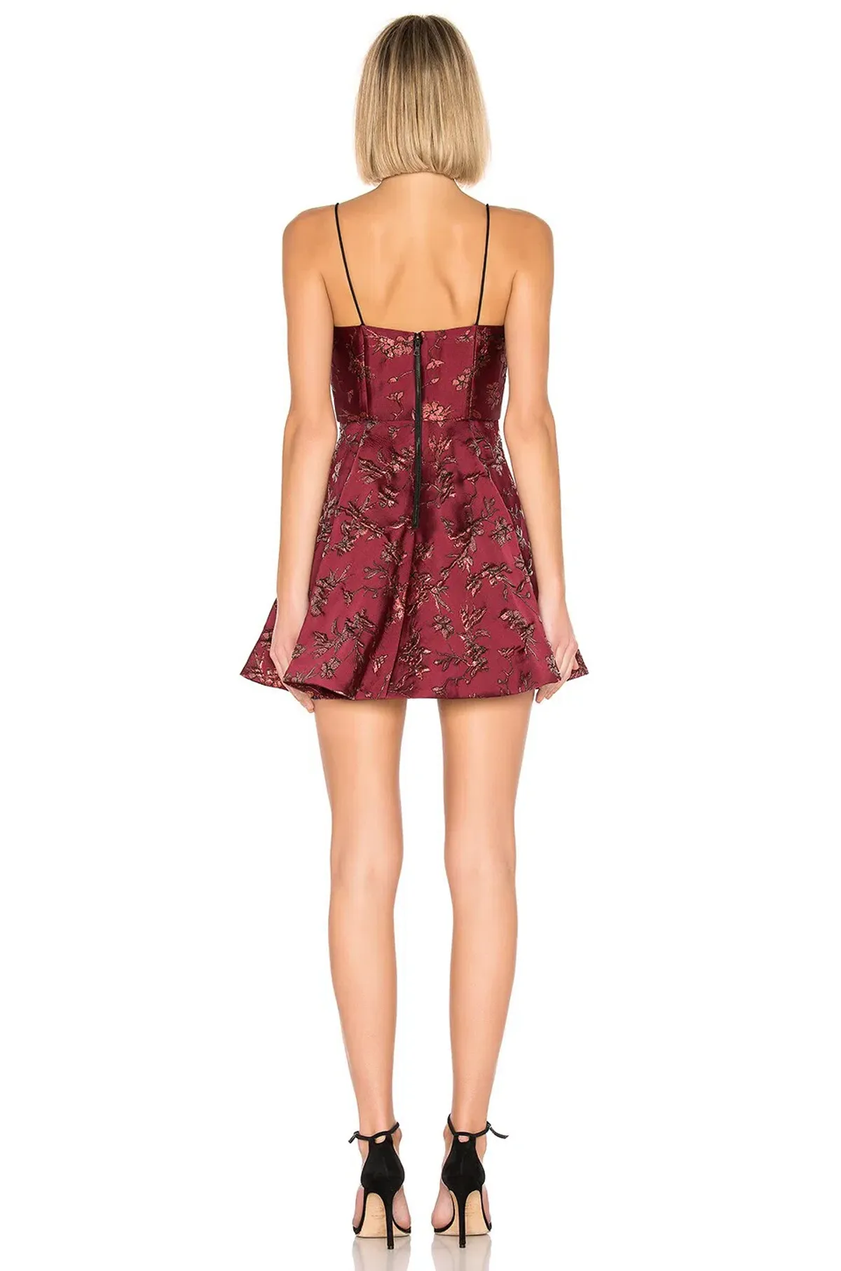Alice + Olivia Anette Mini Party Dress Bordeaux Size 6 - Image 2