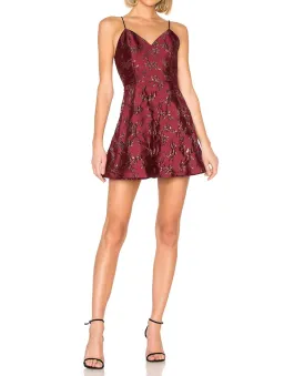 Alice + Olivia Anette Mini Party Dress Bordeaux Size 6 for rent on The Volte - image 1