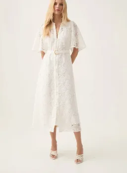 AJE Laicey Paisley midi dress in white Size 14 for rent on The Volte - image 1